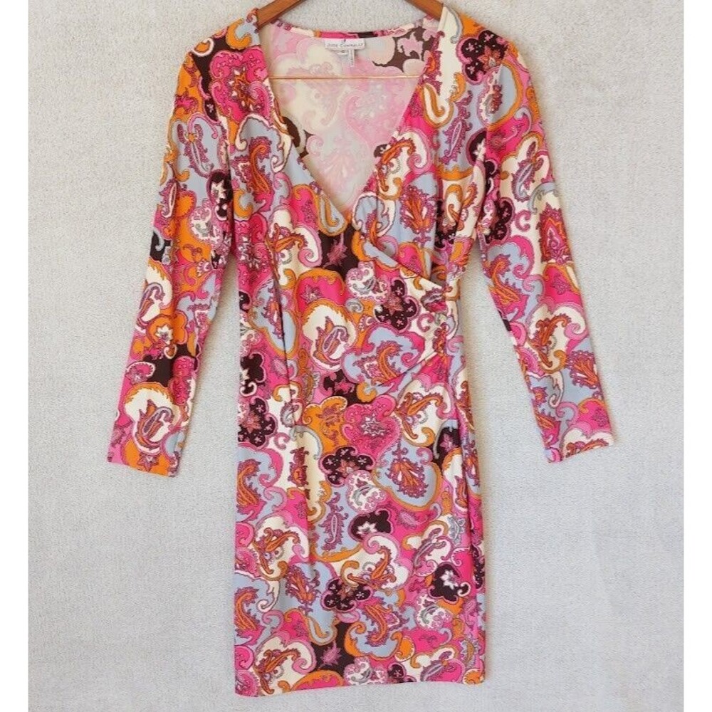 JUDE CONNALLY L/S Womens Small Jude Cloth Multi Colored Paisley Faux Wrap Dress